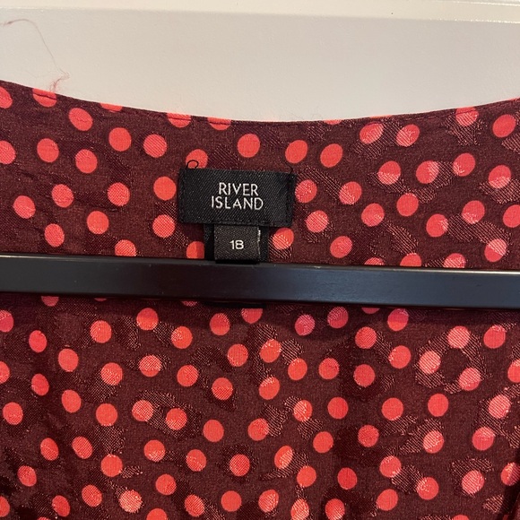 River island burgundy red polka dot dress 14US (equivalent 18UK) - Picture 7 of 9